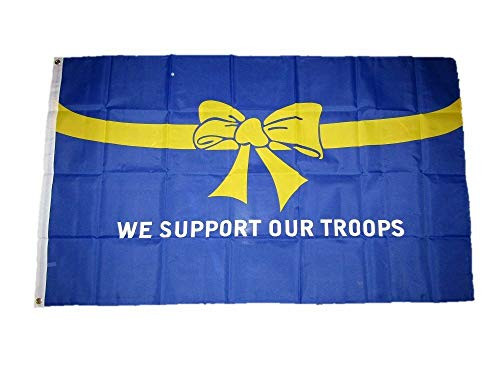 Trade Winds 3x5 Blue Yellow Ribbon We Support Our Troops Flag 3x5 Banner Brass Grommets Premium Fade Resistant