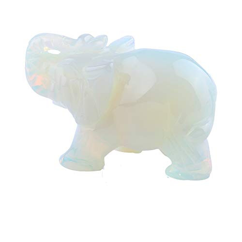 lgw crystal Carved Natural Moonstone Gemstone Elephant Healing Guardian Statue Figurine Crafts 2 inch -Moonstone- lgw crystal Carved Natural Moonstone Gemstone Elephant Healing Guardian Statue Figurine Crafts 2 inch -Moonstone-