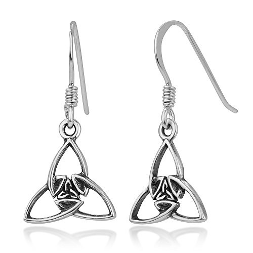 925 Oxidized Sterling Silver Open Celtic Knot Triquetra Trinity Knot Triangle Dangle Hook Earrings 1 inch 925 Oxidized Sterling Silver Open Celtic Knot Triquetra Trinity Knot Triangle Dangle Hook Earrings 1 inch
