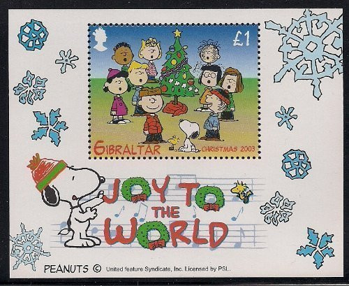 Gibraltar Charlie Brown Snoopy Peanuts Joy to The World Christmas Collectible Postage Stamp Gibraltar Charlie Brown Snoopy Peanuts Joy to The World Christmas Collectible Postage Stamp