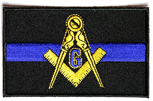 Masonic Thin Blue Line for Law Enforcement Patch - By Ivamis Trading - 3.5x2.1 inch Masonic Thin Blue Line for Law Enforcement Patch - By Ivamis Trading - 3.5x2.1 inch