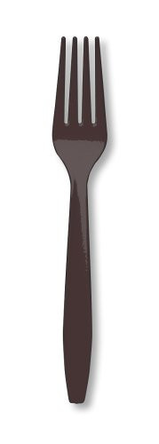 Creative Converting Touch of Color Premium 24 Count Plastic Forks Chocolate Brown
