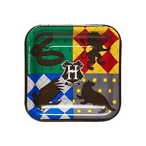 Amscan 551890 Harry Potter Hogwarts Square Party Dinner Paper Plates Multicolor 9 inch 8 Ct.