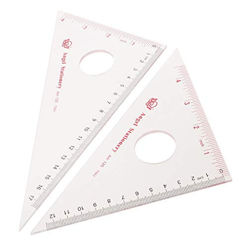 Prettyia 2pcs/Set 30/60 45/90 Degree Geometry Triangle Ruler Protractor Drawing Tools Set