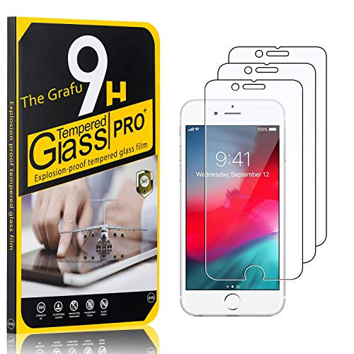 The Grafu Screen Protector for iPhone 6S / iPhone 6 Bubble Free 9H Scratch Resistant Tempered Glass Screen Protector Film Compatible with iPhone 6S / iPhone 6 3 Pack