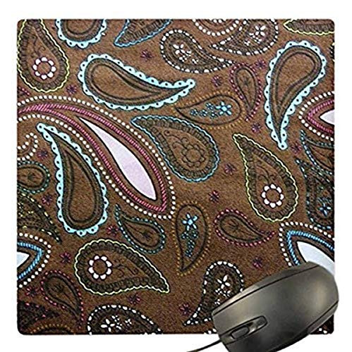 3dRose LLC 8 x 8 x 0.25 Inches Mouse Pad Brown/Pink/Aqua Paisley -mp_35391_1-