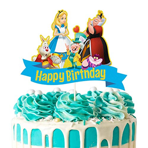 LYNHEVA Glitter Alice in Wonderland Cake Topper Alice Inspired Cake Topper Alice in Wonderland Theme Birthday Party Supplies Kids Girls Bday Party Favor LYNHEVA Glitter Alice in Wonderland Cake Topper Alice Inspired Cake Topper Alice in Wonderland Theme Birthday Party Supplies Kids Girls Bday Party Favor