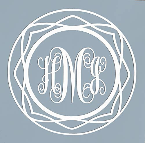 Custom Initial Monogram Vinyl Decal Bumper Sticker for Tumblers Laptops Car Windows - Pretty Round Script Letter Design - Style 1