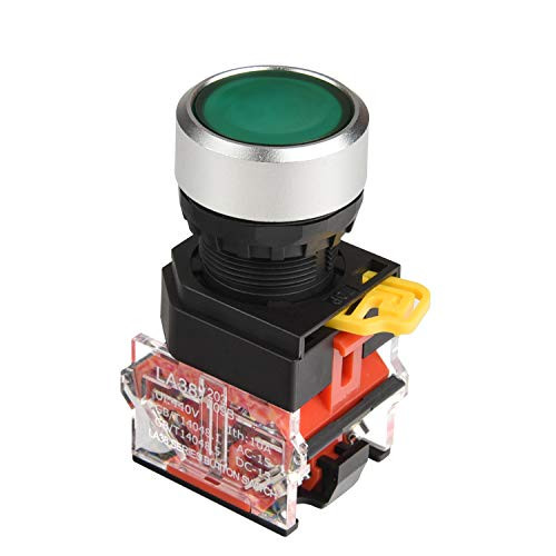 APIELE 22MM Momentary Push Button Switch 1NO 1NC Metal Head -Green-