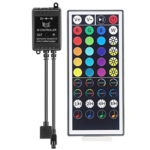 DUNZHITECH 1-Port 40 Keys RGB Wireless Infrared Music Controller LED RGB IR Remote Control for 5050 2835 3528 RGB LED Strip Lights Output Voltage DC12V-24V DUNZHITECH 1-Port 40 Keys RGB Wireless Infrared Music Controller LED RGB IR Remote Control for 5050 2835 3528 RGB LED Strip Lights Output Voltage DC12V-24V