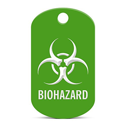 fagraphix Biohazard Keychain GI Dog Tag Engraved Toxic Green