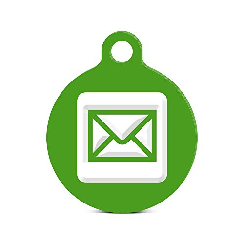 Mail Round Keychain with Tab Engraved icon Symbol 2 Green