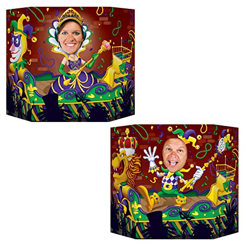 Mardi Gras Photo Prop -1 side male other side female- Party Accessory  -1 count- -1/Pkg-