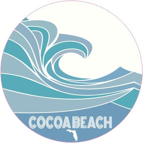 U.S. Custom Stickers Cocoa Beach Abstract Wave Circle Sticker 3 inch