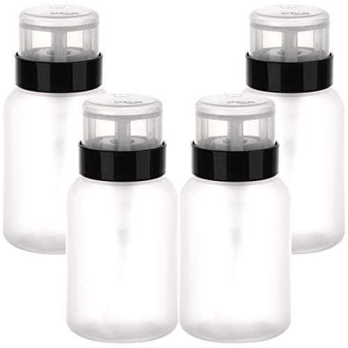 Pack of 4 Push Down Pump Dispenser Lockable Empty Bottle for Alcohol Acetone Nail Polish and Makeup Remover 200ml-6.8oz- Pack of 4 Push Down Pump Dispenser Lockable Empty Bottle for Alcohol Acetone Nail Polish and Makeup Remover 200ml-6.8oz-