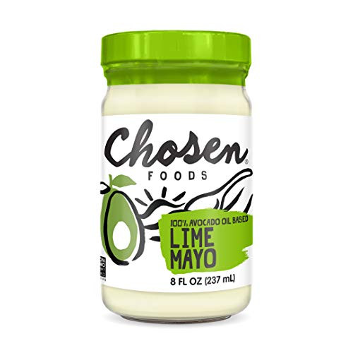 Chosen Foods Lime Avocado Oil Mayo 8 oz. Non-GMO 100 percent Pure Unsweetened Gluten Free Dairy Free for Sandwiches Dressings and Sauces