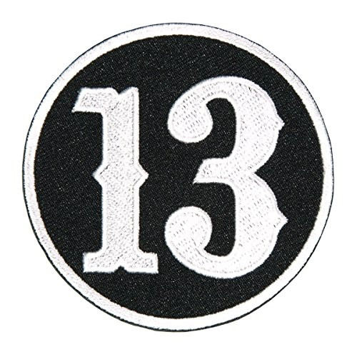 Circle Lucky 13 Embroidered Hook Fastener Patch -3.0 Inch-