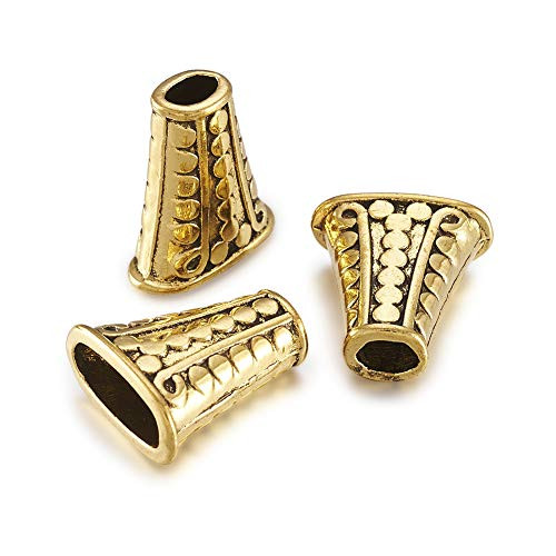 Craftdady 20Pcs Antique Golden Bead Cone End Caps Terminators 18x17mm Tibetan Metal Spacer Bead Caps for DIY Jewelry Making