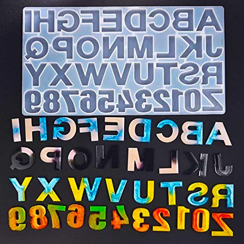 CraftCollectors Resin Molds Silicone Resin Mold Epoxy Molds Silicone Molds for Resin Kit Resin Casting Alphabet Resin Molds Resin Keychain Molds Reversed Letter Number Molds DIY Craft Molds