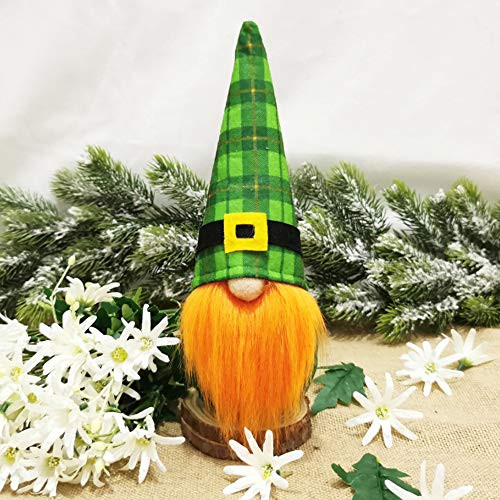 St. Patricks Day Gnome Doll Decorations Clover Faceless Doll Plush Toy Green Leprechaun Tomte Gnomes Doll Swedish Tabletop Collection Figurines Ornaments Gifts -1pc-MrA--