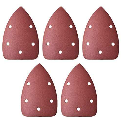 uxcell Detail Sander Sandpaper Triangular Sanding Paper Hook and Loop Sanding Pads Triangle Oscillating Multi Tool 240 Grits 5 Holes 5pcs