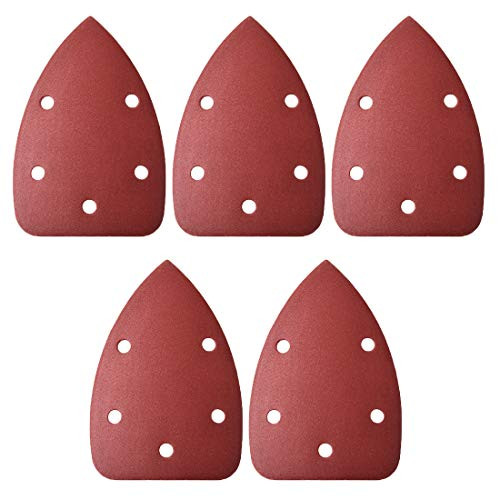 uxcell Detail Sander Sandpaper Triangular Sanding Paper Hook and Loop Sanding Pads Triangle Oscillating Multi Tool 320 Grits 5 Holes 5pcs