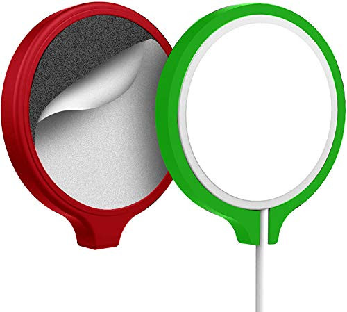 2 PCs Magsafe Protectors Silicone Protective Case with Charger Cable Saver Design Protective Pad with Self-Adhesive for Apple MagSafe Wireless Charger Shockproof Prevent Scratch-Red PlusGreen-