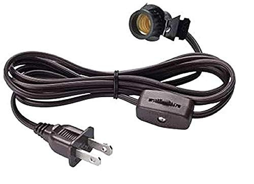 Dysmio Lighting 6-Ft Cord Set with Snap-In Pigtail Candelabra-Base Socket and Cord Switch - Brown