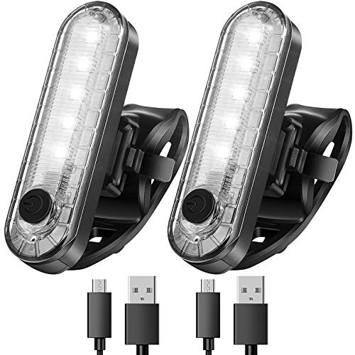 Mudder 2 Pieces USB Rechargeable LED Safe Bike Tail Light Waterproof Cycling Safety Flashlight Bright Rear Bike Light 4 Light Mode Options with USB Cables for Night Cycling Safety -White- Mudder 2 Pieces USB Rechargeable LED Safe Bike Tail Light Waterproof Cycling Safety Flashlight Bright Rear Bike Light 4 Light Mode Options with USB Cables for Night Cycling Safety -White-