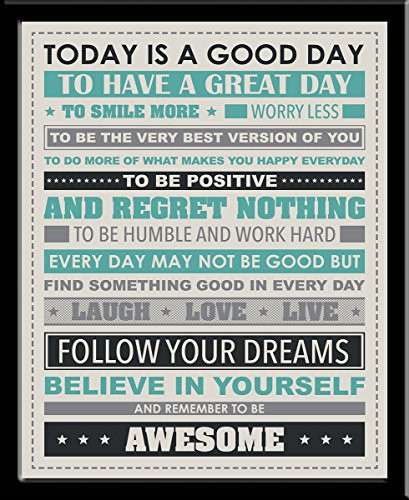 Culturenik Be Awesome Inspirational Motivational Happiness Quotes Decorative Poster Print (8 x 10 Wooden Desktop Frame)