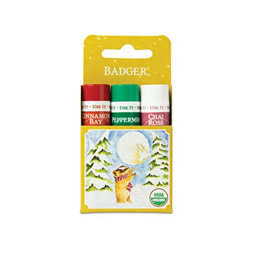 Badger - Classic Lip Balm Gold Box Lip Balm Variety Pack Cinnamon Chai and Peppermint Certified Organic Moisturizing Lip Balm 0.15 oz -3 Pack- Badger - Classic Lip Balm Gold Box Lip Balm Variety Pack Cinnamon Chai and Peppermint Certified Organic Moisturizing Lip Balm 0.15 oz -3 Pack-