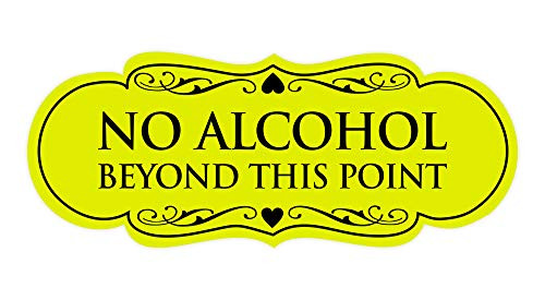 Signs ByLITA Designer No Alcohol Beyond This Point Sign-Yellow/Black- - Small