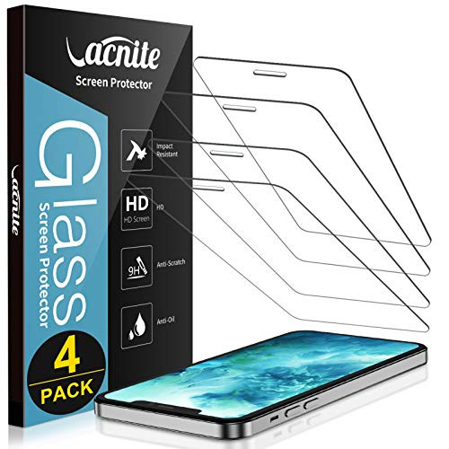 -4 Pack- Compatible with iPhone 12 / iPhone 12 Pro Screen Protector 6.1 Inch VACNITE Screen Protector Tempered Glass for iPhone 12 Pro iPhone 12 -Anti-Scratch- -Bubble-Free--Case Friendly-