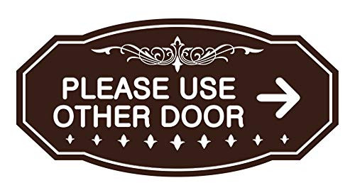 Signs ByLITA Victorian Please Use Other Door Right Arrow Sign -Dark Brown- - Small