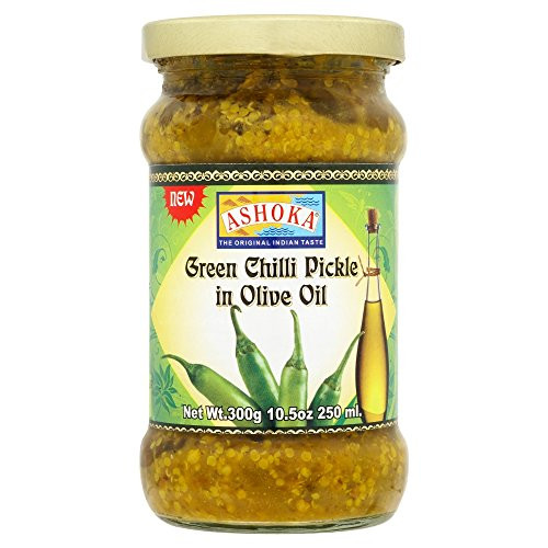 ASHOKA GREEN CHILI PICKLE IN OLIVE OIL 300G