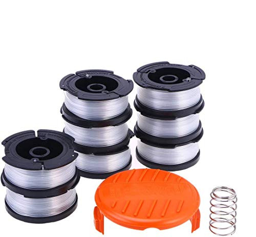 Ouxunus Trimmer Spool for Black  Plus Decker Autofeed System Replacement Durable AF-100 String Trimmer Edger 30ft 0.065 inch Line String Trimmer -8 Replacement Spool 1 Spool Cap 1 Spring-