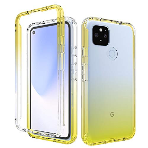Google Pixel 4A 5G Case -for 5G Version ONLY- Onyxii Full-Body Rugged Ultra Transparency Hybrid Protective Case with Built-in Screen Protector for Google Pixel 4A 5G -Yellow-