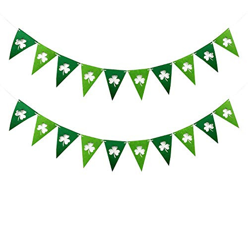AWLAND Felt Shamrock Clover Garland Banner St Patricks Day Decorations Hanging Shamrock Decor Garland Banner Irish Day Party Supplies - Green Shamrock Flag AWLAND Felt Shamrock Clover Garland Banner St Patricks Day Decorations Hanging Shamrock Decor Garland Banner Irish Day Party Supplies - Green Shamrock Flag