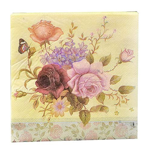 Yellow Flower Party Paper Napkins 2-Ply Paper Cocktail Beverage Napkins 20-Count