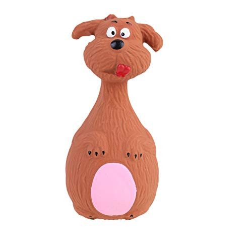 POPETPOP Latex Dog Squeak Toy Dog Molar Toy Indestructible Toy for Puppy Dog Cartoon Teething Toy Training Toy Brown