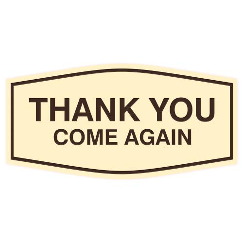 Signs ByLITA Fancy Thank You Please Come Again Sign-Ivory/Dark Brown- - Small