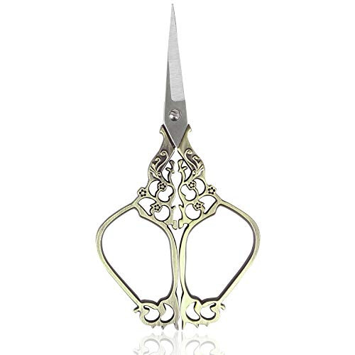 BIHRTC 4.5 Inch Vintage Embroidery Scissors Sewing Scissors Small Sharp Stainless Steel Pointed Scissors Shears for Craft Sewing Office Household Artwork Needlework