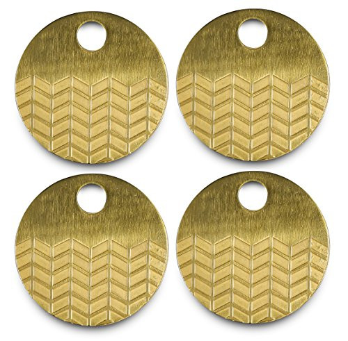 Thirstystone NCGT80 Global Trek Metal Arrow Print Drink Coasters, Gold