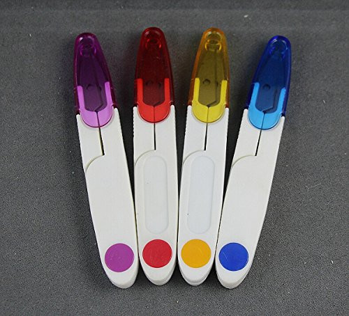 4 Pieces Sewing Scissors Clothes Thread Embroidery Craft Clipper Cutter Tailor NippersPlastic Handle Sewing Snip Thread Cutter Scissors -4 different Color-