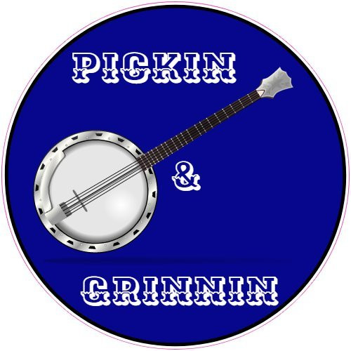 U.S. Custom Stickers Pickin And Grinnin Banjo Circle Sticker 3 inch