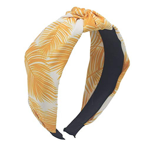 Knot Headband for Women GirlsMHDGG Leaf Headbands Wide Headbands Turban Headband Hair Band Bandana Hairband Head Band Wrap with Bow Cloth Wrapped HeadwearYellow