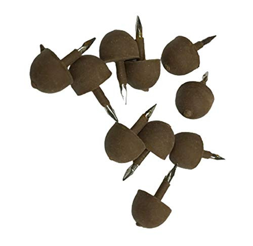 Set of 10 Piano Cabinet Bumpers 3/8 inch Diameter Brown Rubber Head Nail
