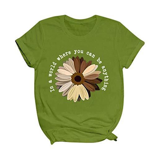 YAnGSale Top Novelty Graphic T-Shirts Women Printed Blouse Funny Short Sleeve Tee Tops O Neck Pullover Comfy Shirts -Green XXL-