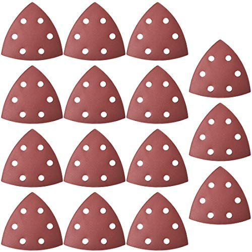 uxcell Detail Sander Sandpaper Triangular Sanding Paper Hook and Loop Sanding Pads Triangle Oscillating Multi Tool 600 Grits 6 Holes 15pcs