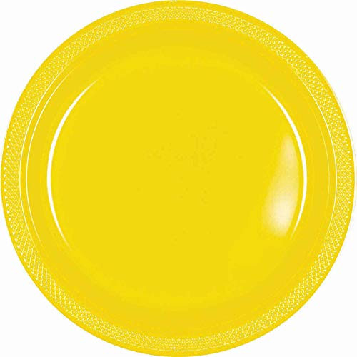 Sunshine Yellow Round Plastic Plates - 7 inch - Pack of 20 - Party Supply